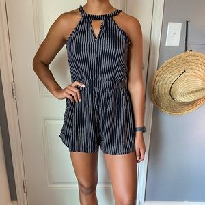 Black and white stripped romper